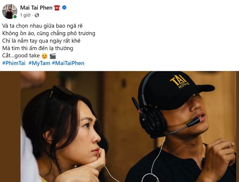 Mai Tài Phến đăng tải dòng trạng thái ngọt ngào kèm hình ảnh hậu trường