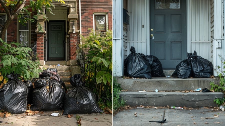 Việc đặt rác thải, đồ cũ trước nhà sẽ làm ảnh hưởng đến phong thủy của căn nhà.