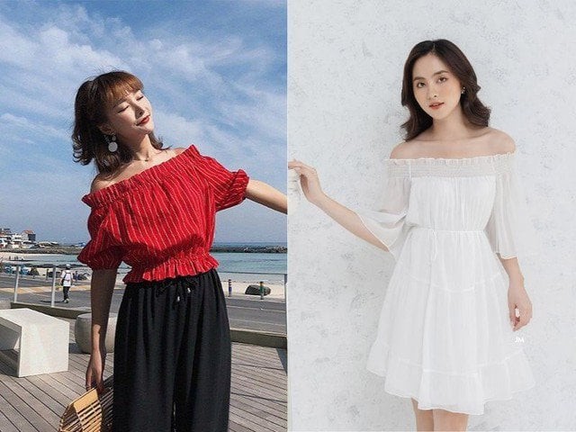 Ngoài ra, áo trễ vai hoặc lệch vai sẽ thu hút ánh nhìn vào phần xương quai xanh, giúp phân tán sự chú ý khỏi bắp tay.