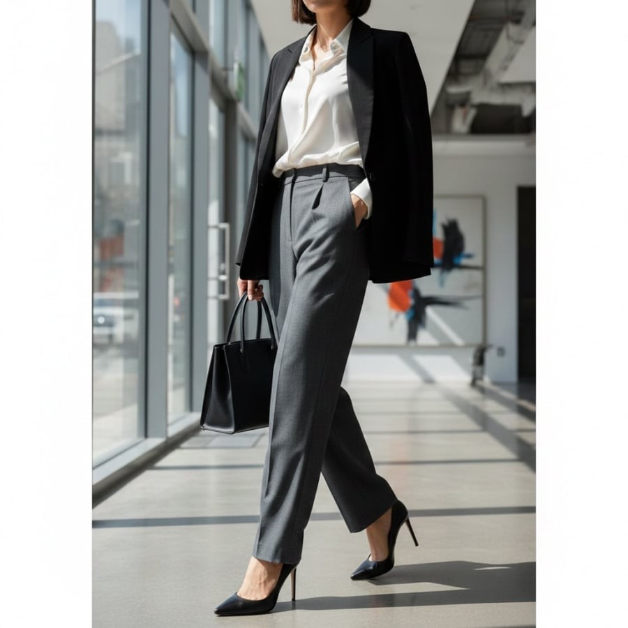 Giày cao gót mũi nhọn mang lại hiệu ứng thị giác rõ rệt: giúp vóc dáng trông thanh thoát hơn, tổng thể trang phục trở nên chỉn chu và chuyên nghiệp