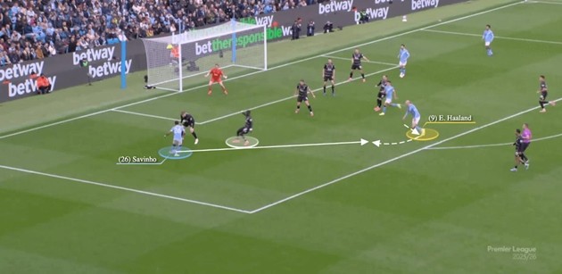 Erling Haaland luôn biết cách đón những đường trả ngược.