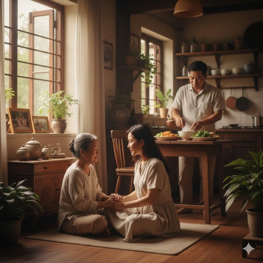 Sự dịu dàng và thấu hiểu của con gái được ví như “bình rượu quý”, âm thầm hóa giải những mâu thuẫn trong gia đình.