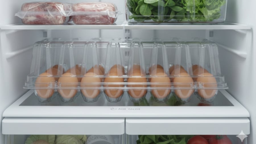 Bảo quản trứng đúng vị trí và đúng cách giúp giữ độ tươi lâu hơn, hạn chế lây nhiễm chéo vi khuẩn trong tủ lạnh.