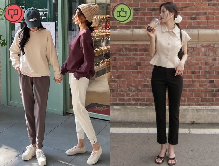 uy nhiên, thiết kế bo gấu đặc trưng của jogger lại dễ khiến vóc dáng trông nặng nề, thiếu gọn gàng, đặc biệt khi xuất hiện trong các hoàn cảnh cần sự chỉn chu nhất định. 