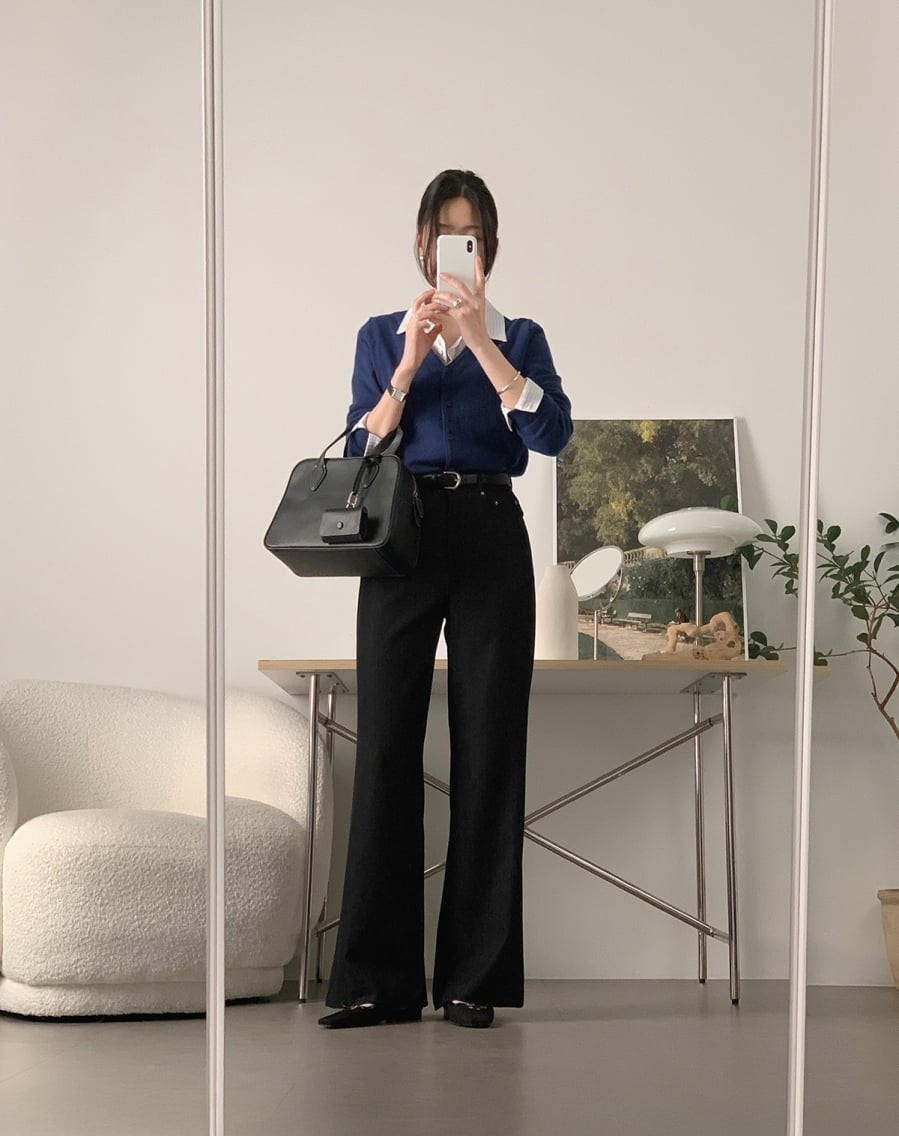 Khi kết hợp với giày bệt, nên ưu tiên quần có độ dài vừa chạm mắt cá để tránh cảm giác nặng nề