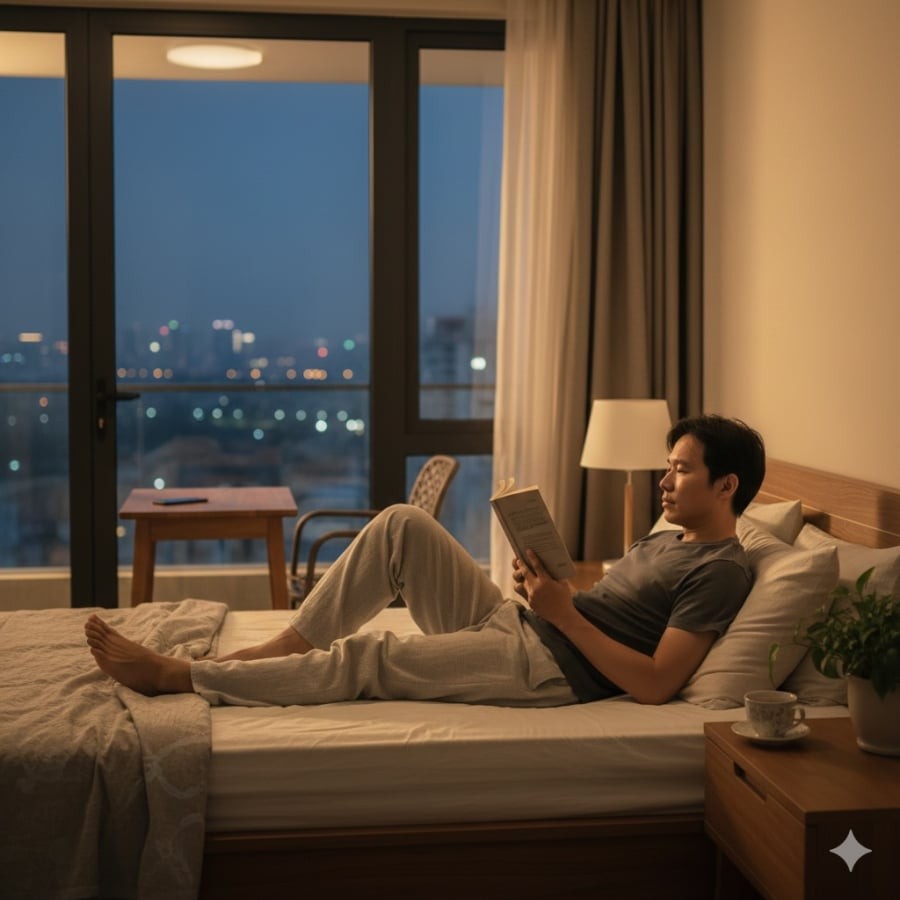 Hạn chế ánh sáng xanh trước giờ ngủ giúp cơ thể dễ đi vào giấc ngủ sâu và tự nhiên.