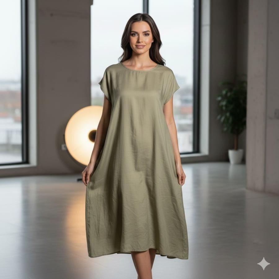 Váy cotton thiếu độ đứng dễ tạo cảm giác xuề xòa, làm tổng thể kém chỉn chu.