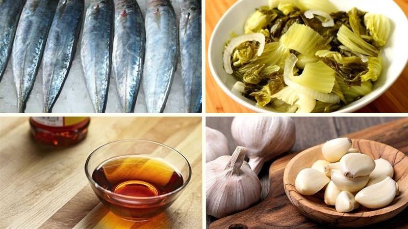 Nguyên liệu làm món cá nục kho dưa chua.