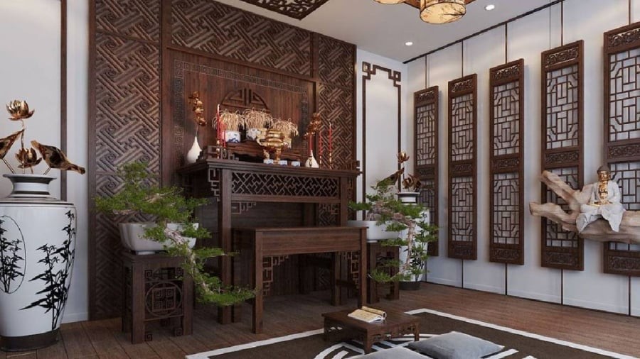 Khu vực bàn thờ không nên quá sáng. Duy trì ánh sáng dịu nhẹ vừa phải sẽ mang lại nguồn năng lượng ổn định, tốt cho phong thủy.