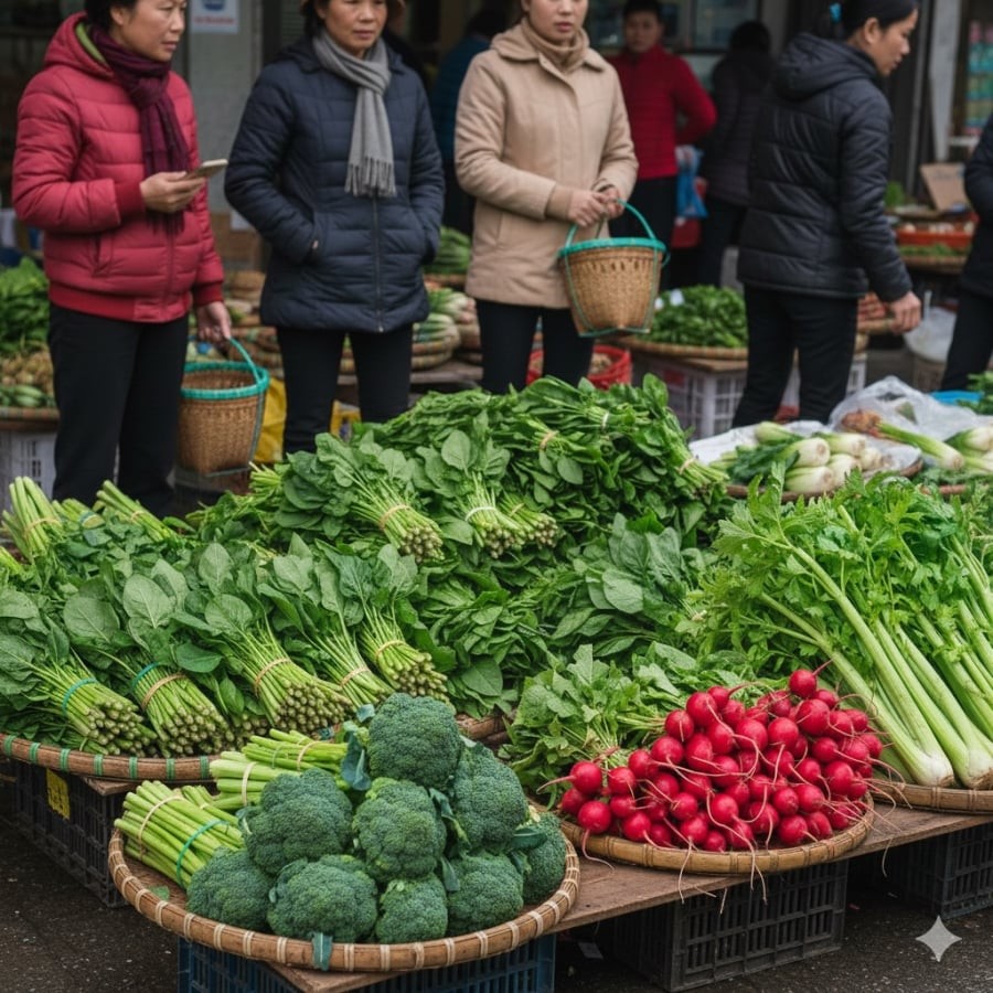 Rau củ giàu sắt đang vào mùa tại chợ Việt, lựa chọn đơn giản giúp phụ nữ bổ sung dưỡng chất tự nhiên trong mùa lạnh.