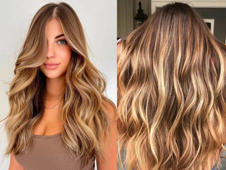 Chocolate blonde là sự dung hòa khéo léo giữa vẻ sáng sủa của blonde và chiều sâu của sắc nâu. 