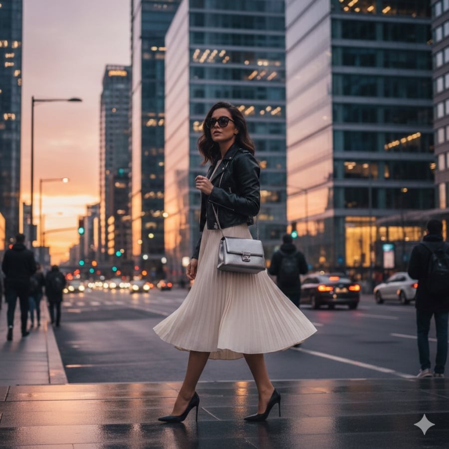 Chân váy dáng dài dễ dàng tạo tỷ lệ vóc dáng cân đối, phù hợp cả khi đi làm lẫn dạo phố.