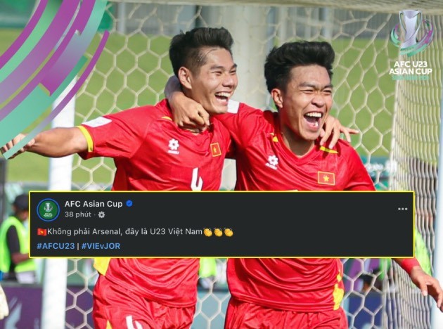 Fanpage AFC Asian Cup ví U23 Việt Nam đá như Arsenal.