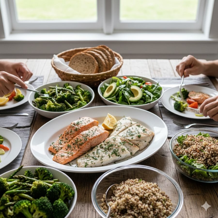 Cá giàu protein, ít chất béo bão hòa, phù hợp với chế độ ăn giúp duy trì cơ bắp và bảo vệ tim mạch.