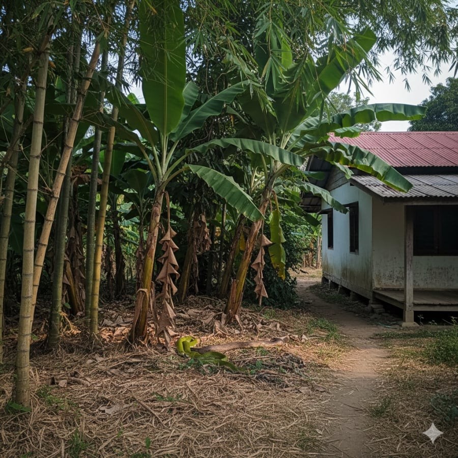 Những loại cây tán rậm, giữ ẩm như chuối và tre dễ tạo nơi trú ẩn cho rắn nếu trồng quá gần nhà.