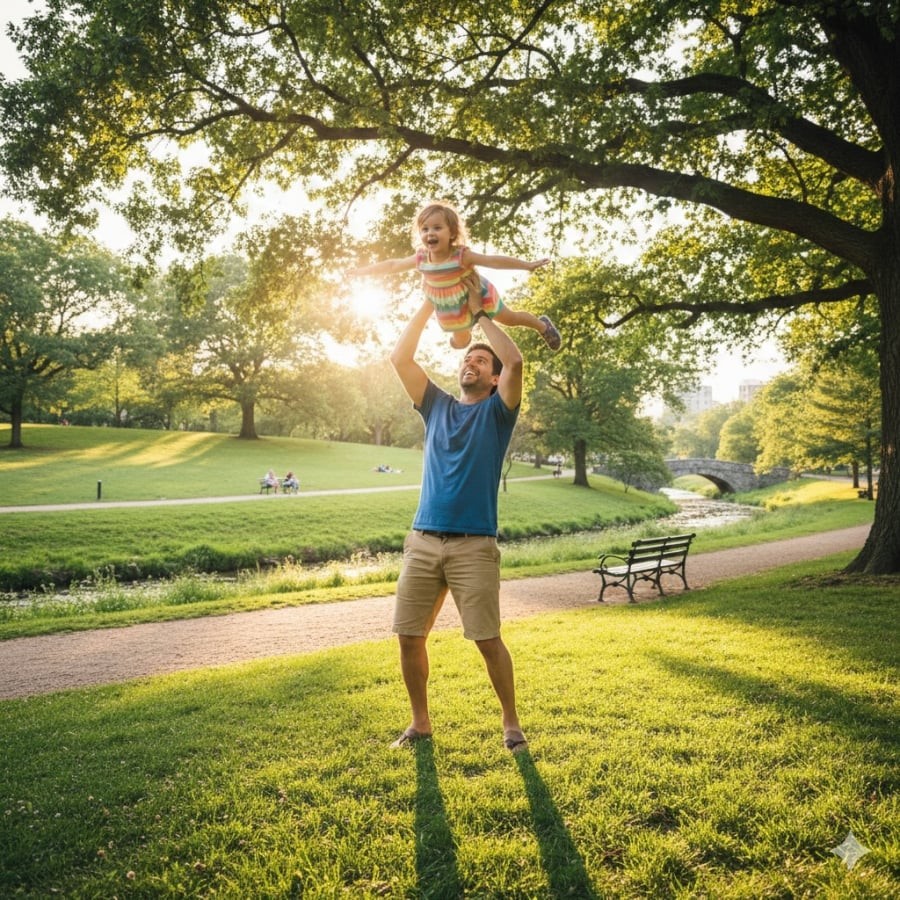 Bố tham gia chăm sóc và chơi cùng con từ sớm giúp kích thích tư duy, khả năng khám phá và phát triển trí tuệ toàn diện.