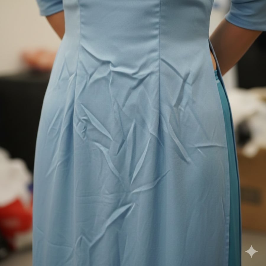 Áo dài dù đẹp đến đâu cũng dễ “mất điểm” nếu nhăn nhúm khi diện Tết.