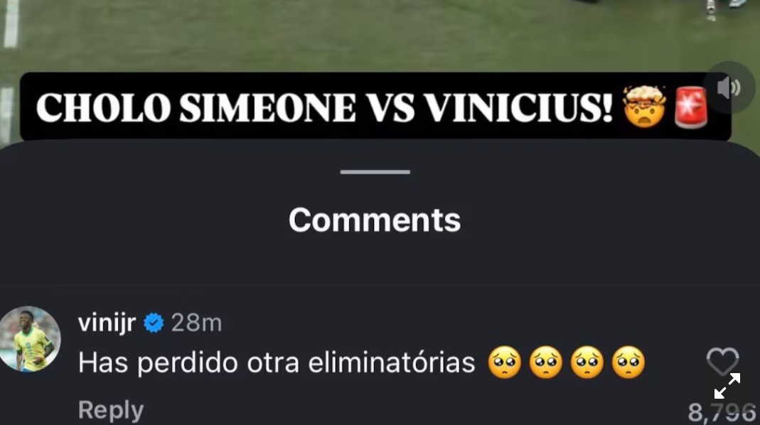 Vinicius đáp trả trên MXH.