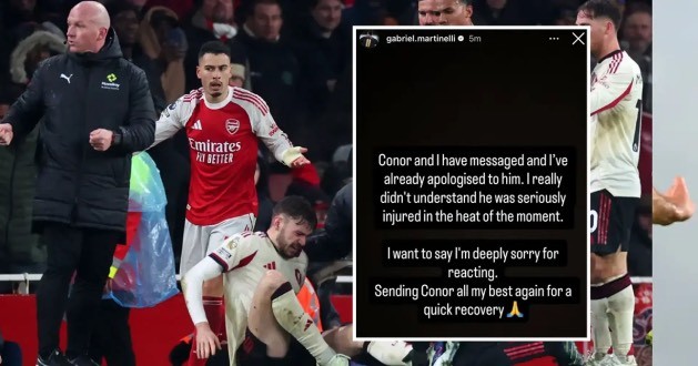 Martinelli hối hận vì đẩy ngã Conor Bradley.