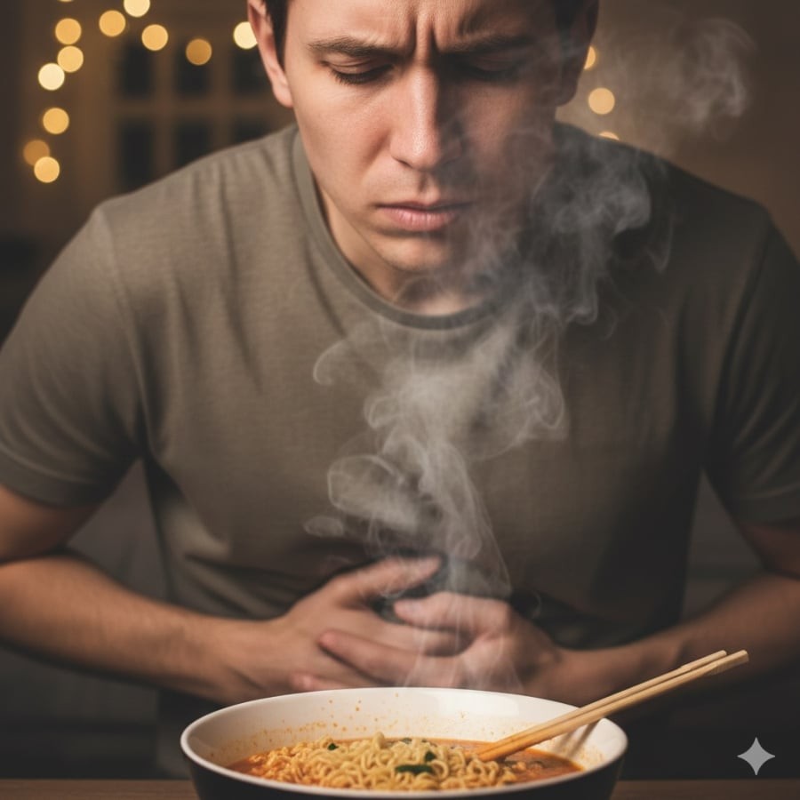 Ăn uống vội vàng, dùng thực phẩm quá nóng hoặc khó tiêu có thể khiến hệ tiêu hóa bị tổn thương theo thời gian.