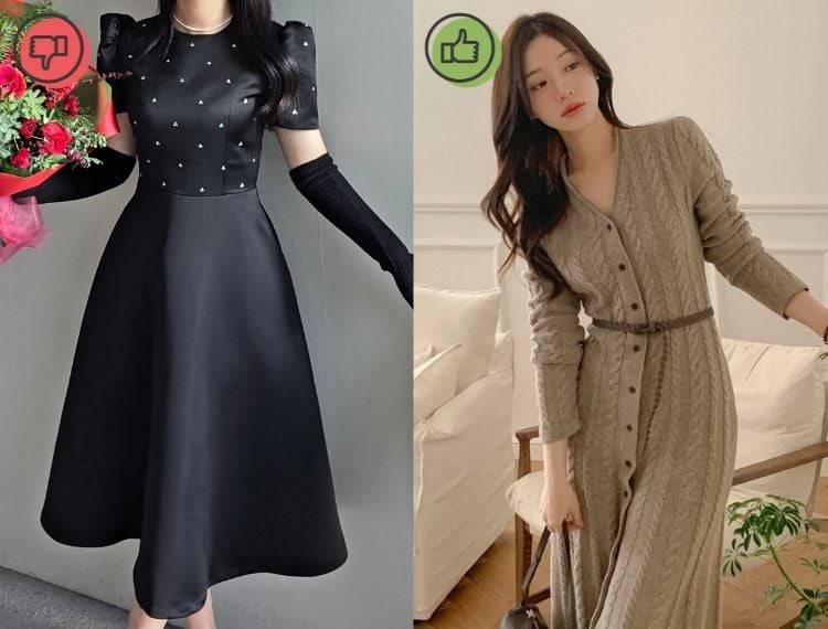 Bề mặt phản sáng mạnh khiến váy vải bóng dễ lộ nếp gấp, đường may và tạo cảm giác cứng nhắc.