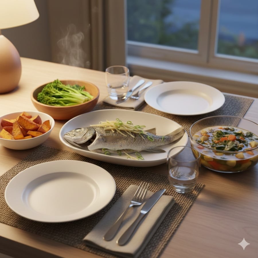 Bữa tối nhẹ nhàng, đủ chất giúp hạn chế tích mỡ bụng và kiểm soát cân nặng hiệu quả trước Tết.