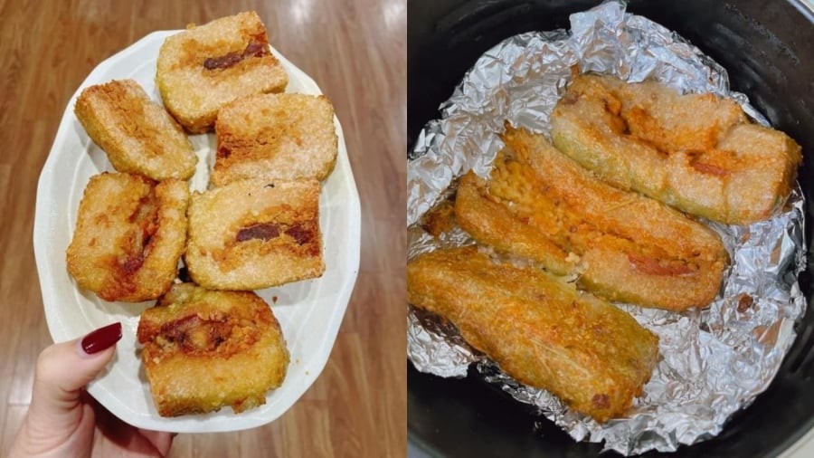 Chỉ nên cắt bánh chưng thành miếng có độ dày vừa phải để bánh rán lên có độ giòn ngon, ăn không bị ngấy.