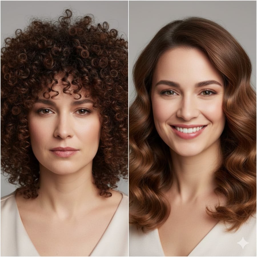 Chỉ cần thay đổi độ phồng và kích thước lọn xoăn, diện mạo có thể trẻ hơn hoặc “dừ” đi rõ rệt.