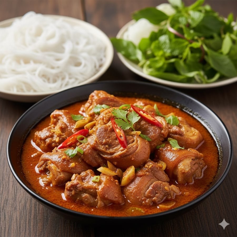 Chân giò giả cầy thơm nức mũi, món ăn truyền thống vừa ngon miệng vừa tốt cho làn da và thể lực.
