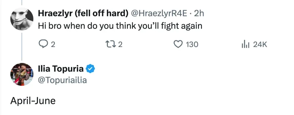 Bình luận của Ilia Topuria trên mạng xã hội