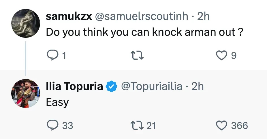 Bình luận của Ilia Topuria về Arman Tsarukyan