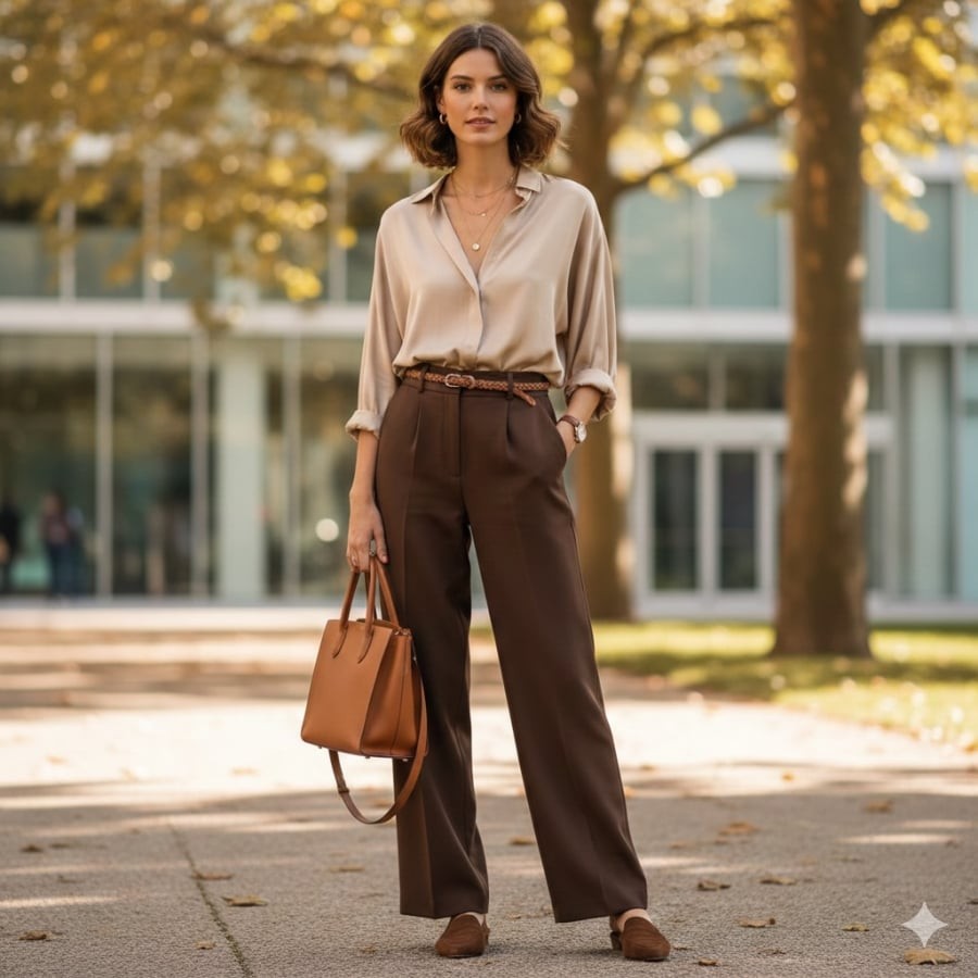 Combo nâu – be là công thức phối đồ “sang ngầm”, dễ ứng dụng trong nhiều hoàn cảnh.