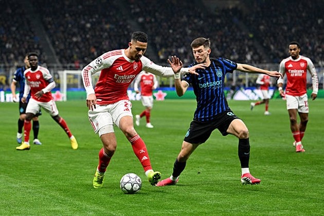 William Saliba – 7.0 Vẫn đẳng cấp như thường lệ. Saliba có đủ sức mạnh thể chất để đối đầu với Thuram và luân chuyển bóng lên tuyến trên rất mượt mà. Trong bối cảnh hàng thủ gặp nhiều chấn thương, anh buộc phải cày ải trọn vẹn 90 phút.