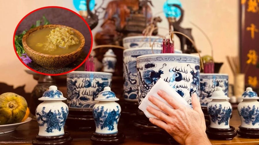 Gia chủ có thể sử dụng rượu gừng pha với nước ấm để lau bàn thờ.