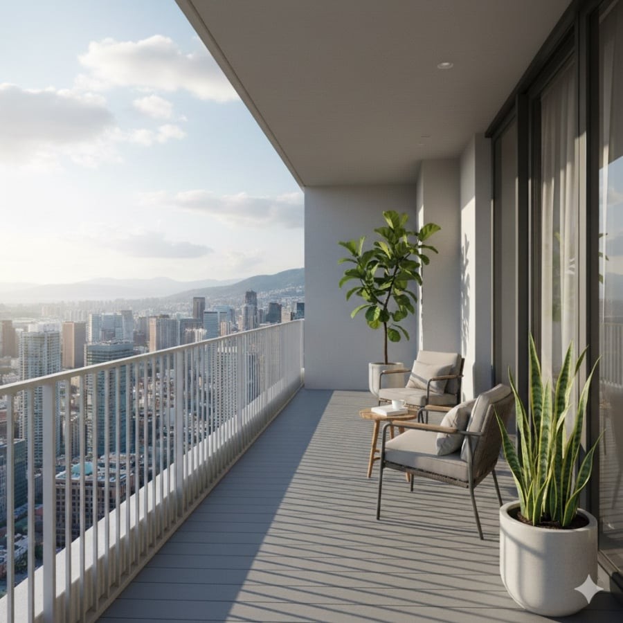 Ban công nhà giàu thường ưu tiên cây có dáng ổn định, giúp không gian thông thoáng và tạo cảm giác yên tâm lâu dài.