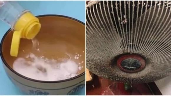 Nếu làm trong nhà, hãy dùng túi nilon che quạt để hạn chế bụi và dung dịch bắn ra xung quanh.