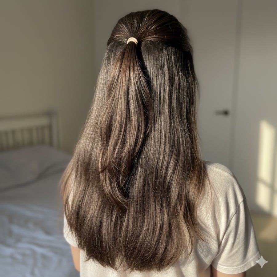 Mái tóc bồng bềnh, bóng khỏe rõ rệt sau khi ủ tóc bằng hạt bưởi chỉ một lần.