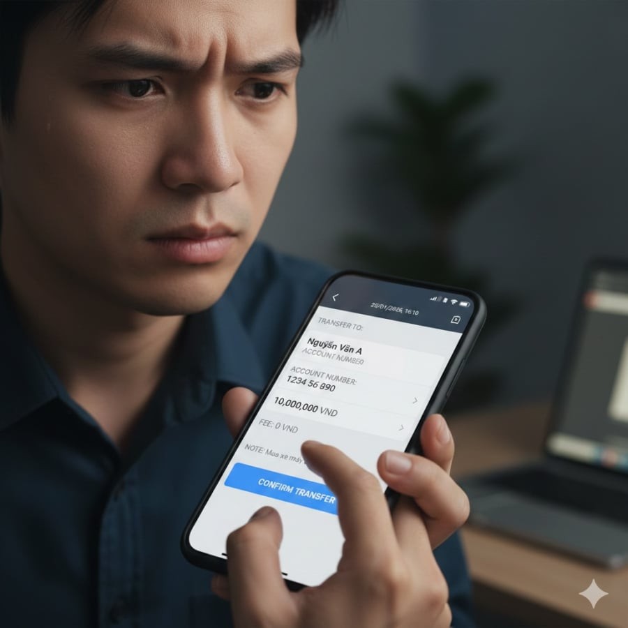 Chỉ một bước chuyển tiền thiếu kiểm chứng có thể khiến người gửi đối mặt nguy cơ mất toàn bộ số tiền tích cóp.