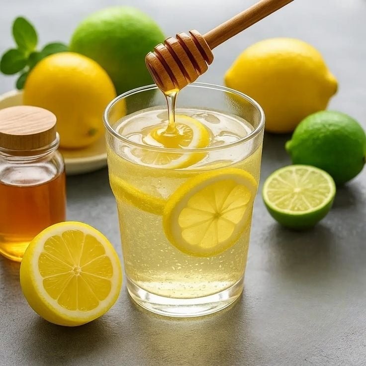 Chuẩn bị 1 quả chanh tươi, 1 cốc nước ấm và khoảng 2 thìa mật ong. Vắt lấy nước cốt chanh, bỏ hạt, sau đó cho vào nước ấm, thêm mật ong và khuấy đều cho tan hoàn toàn