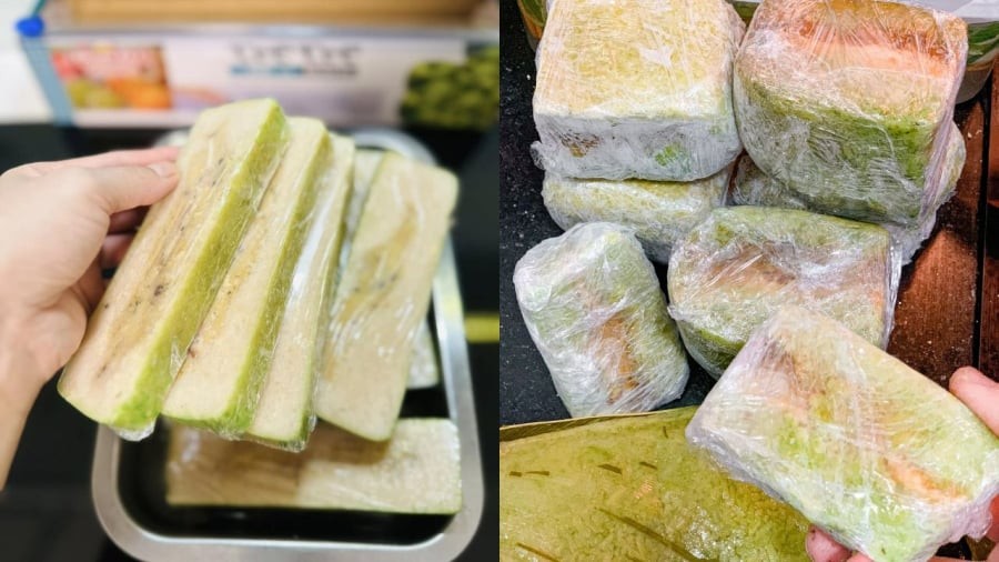 Bánh chưng cần được rã đông trước khi rán.