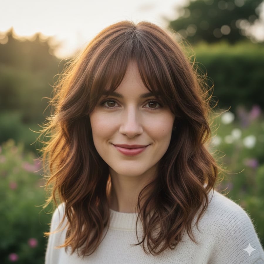 Mái bay giúp che khuyết điểm trán và xương hàm, mang lại vẻ ngoài nữ tính, hiện đại.