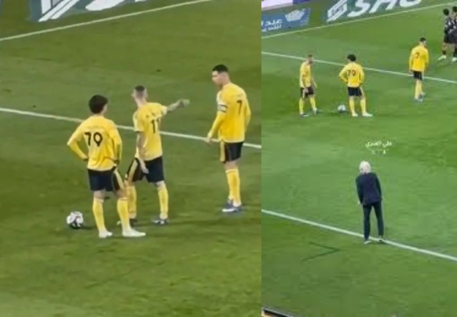 HLV Jesus can thiệp buộc Ronaldo bỏ sút phạt.