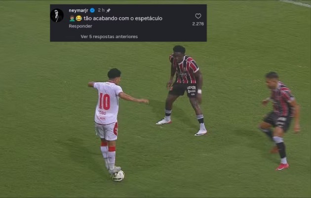 Neymar không hài lòng khi trọng tài phạt thẻ vàng cho pha xử lý của Dodo.