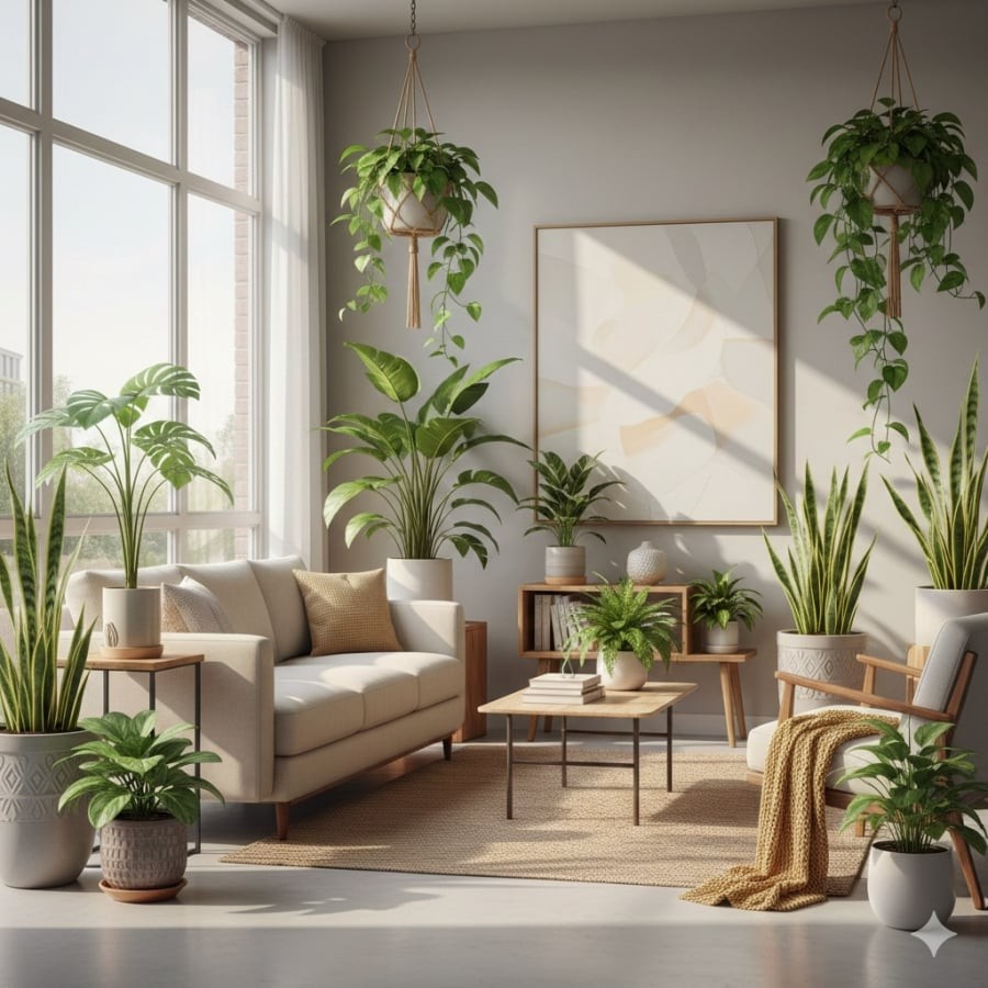 Cây cảnh đặt trong phòng khách không chỉ làm đẹp không gian mà còn được nhiều gia đình tin rằng giúp thu hút sinh khí và tài lộc trong năm 2026.