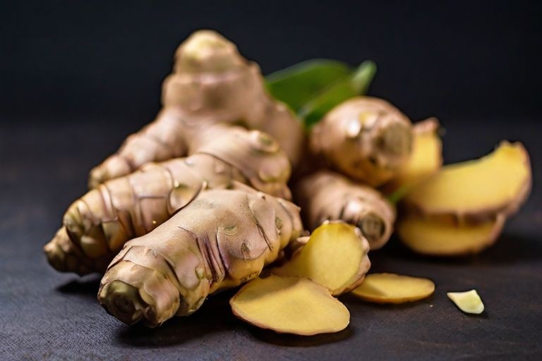 Gừng mang tính cay, ấm, giúp kích thích tiêu hóa