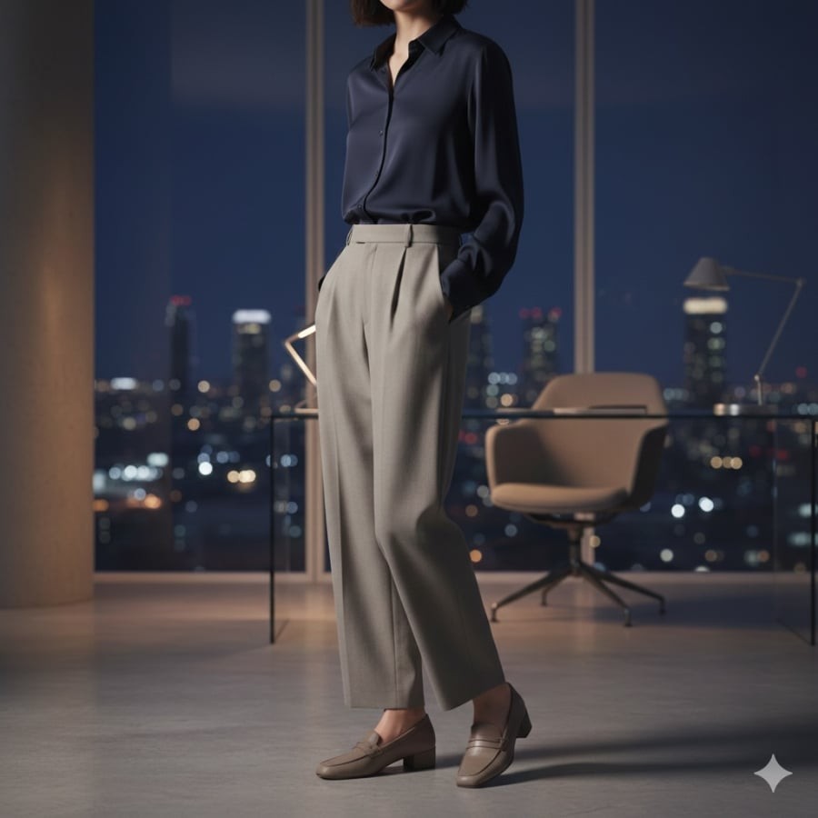 Loafer là lựa chọn cân bằng giữa sự chỉn chu và thoải mái cho ngày làm việc dài.