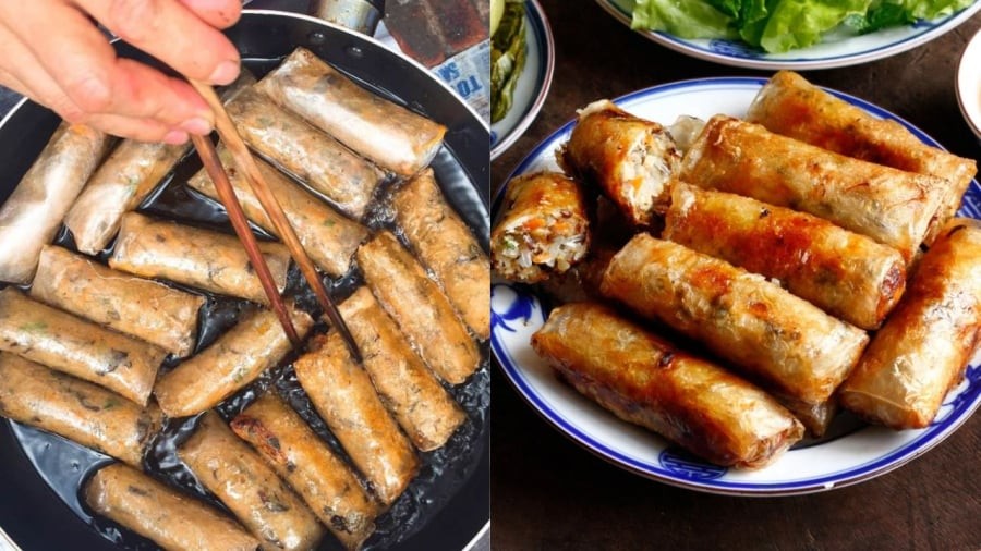 Khi rán nem, bạn nên rán hai lần để nem giòn và không ngấm dầu.