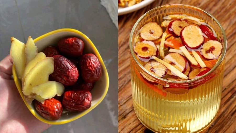 Uống trà gừng táo đỏ có tác dụng cải thiện tiêu hóa, hỗ trợ giảm cân.