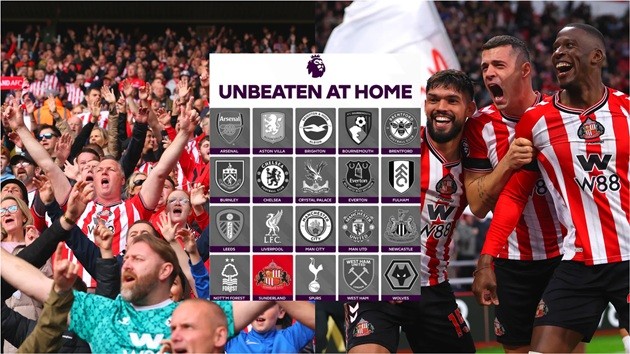  Sunderland là đội duy nhất bất bại ở sân nhà Ngoại hạng Anh mùa này.