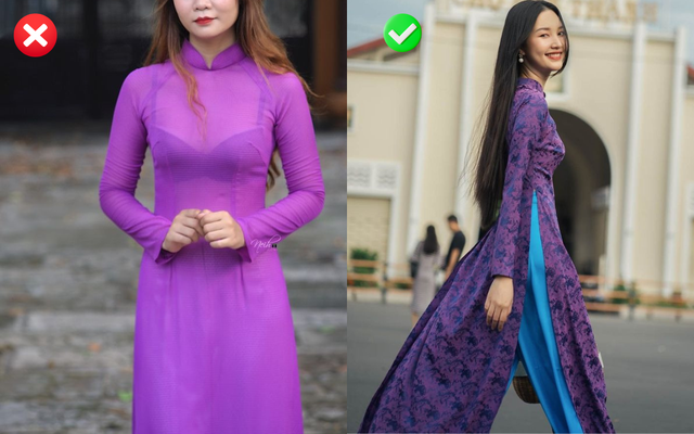 Dưới ánh sáng tự nhiên hoặc ánh đèn trong nhà, áo dài mỏng có thể làm lộ nội y, đường may bên trong hoặc khiến phom dáng thiếu đứng đắn
